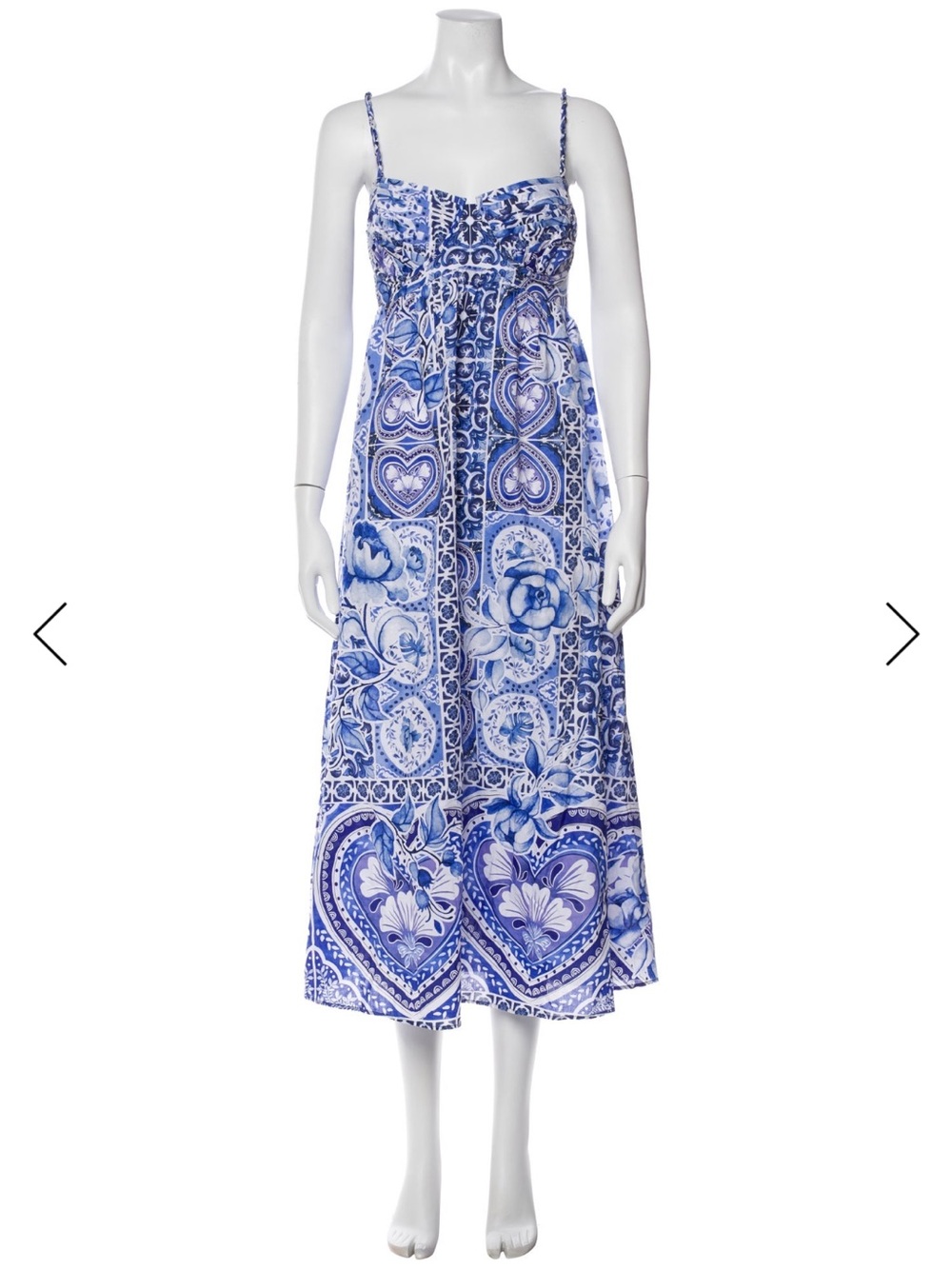 Caroline Constas Blue Patterned Midi Dress NWT